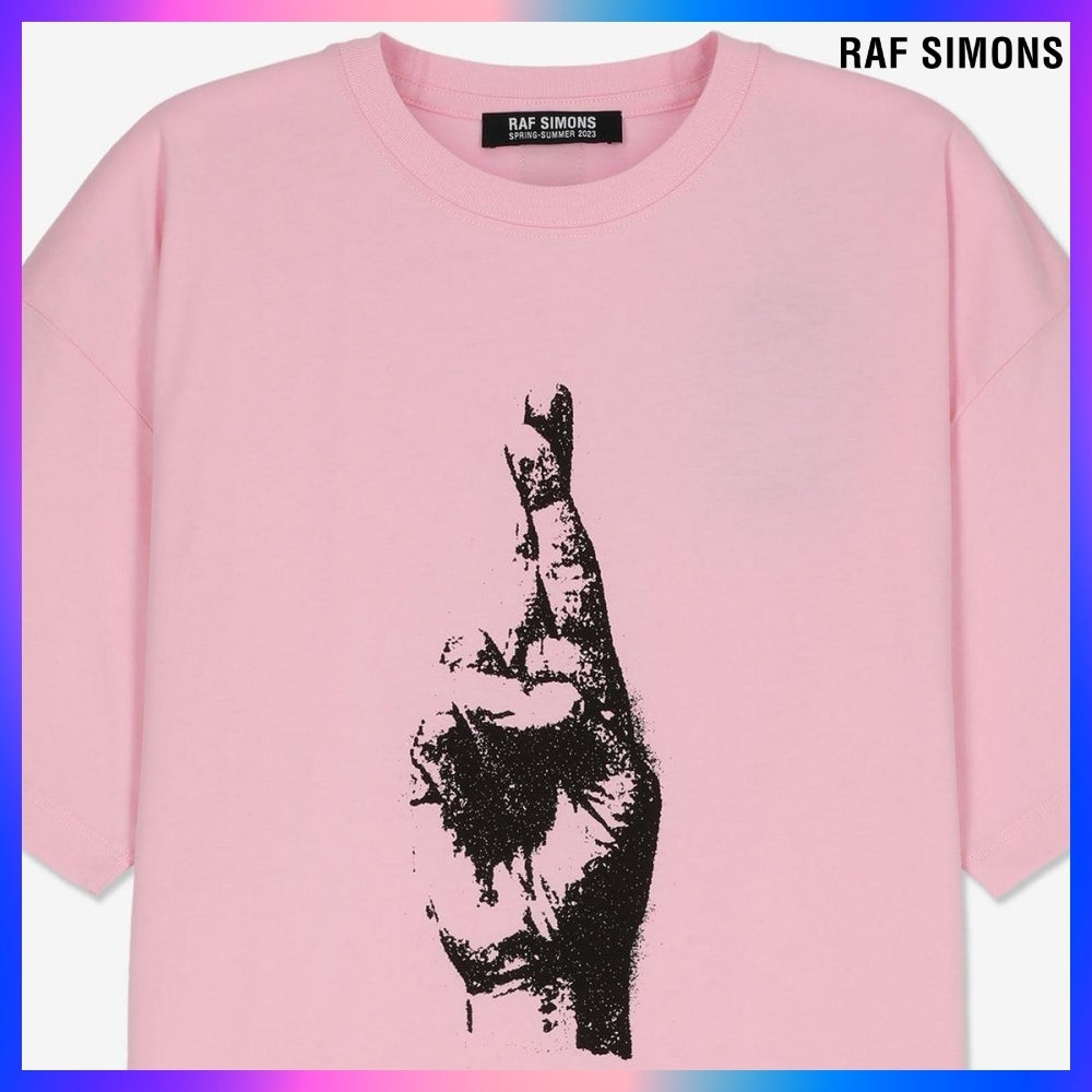 【RAF SIMONS】Hand Sign Short Sleeve T Shirt Light Pink
