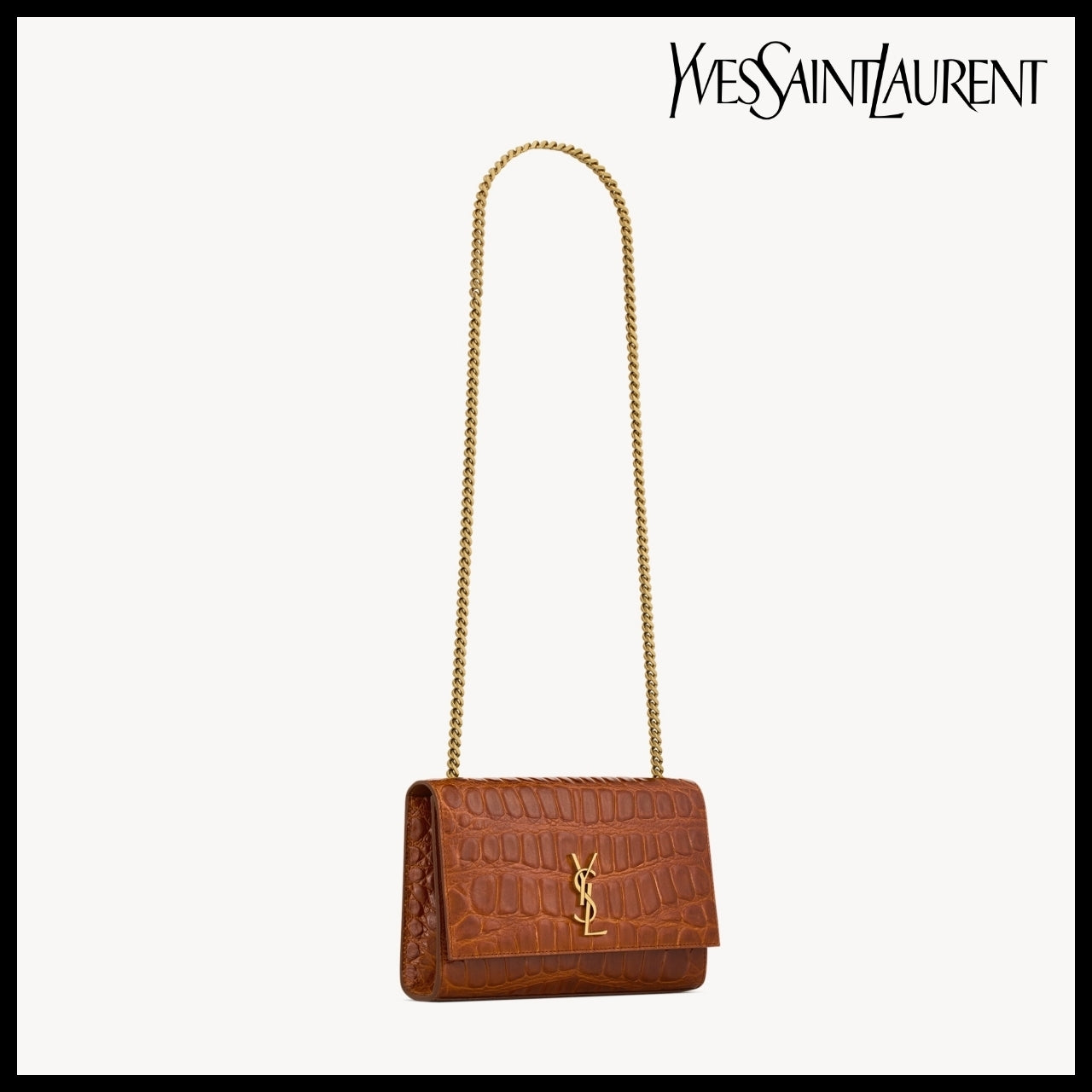 【Saint Laurent】Crocodile Embossed Leather New Kate Small