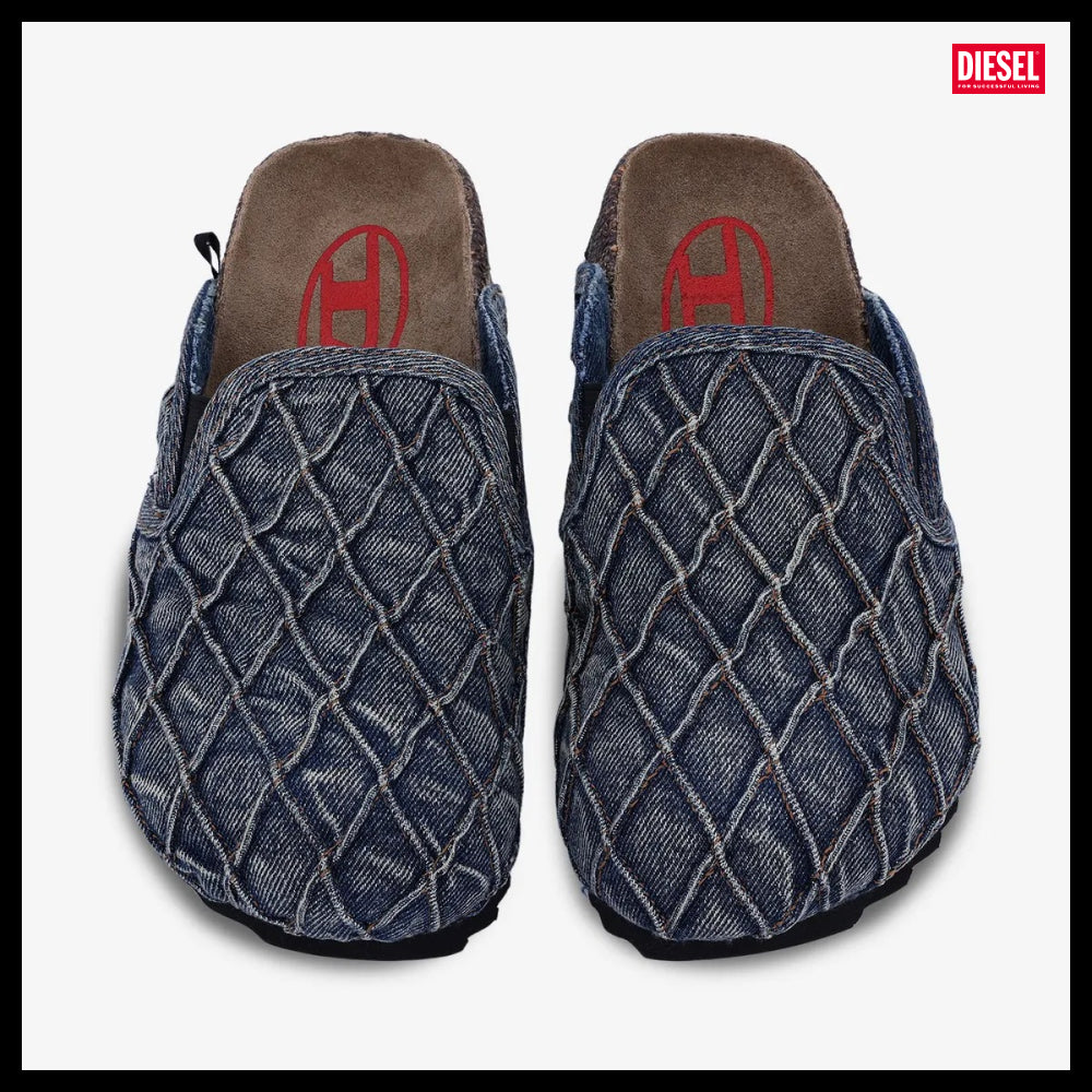 【DIESEL】Quilted Woodstock Slip-On - Blue Dirty Wash