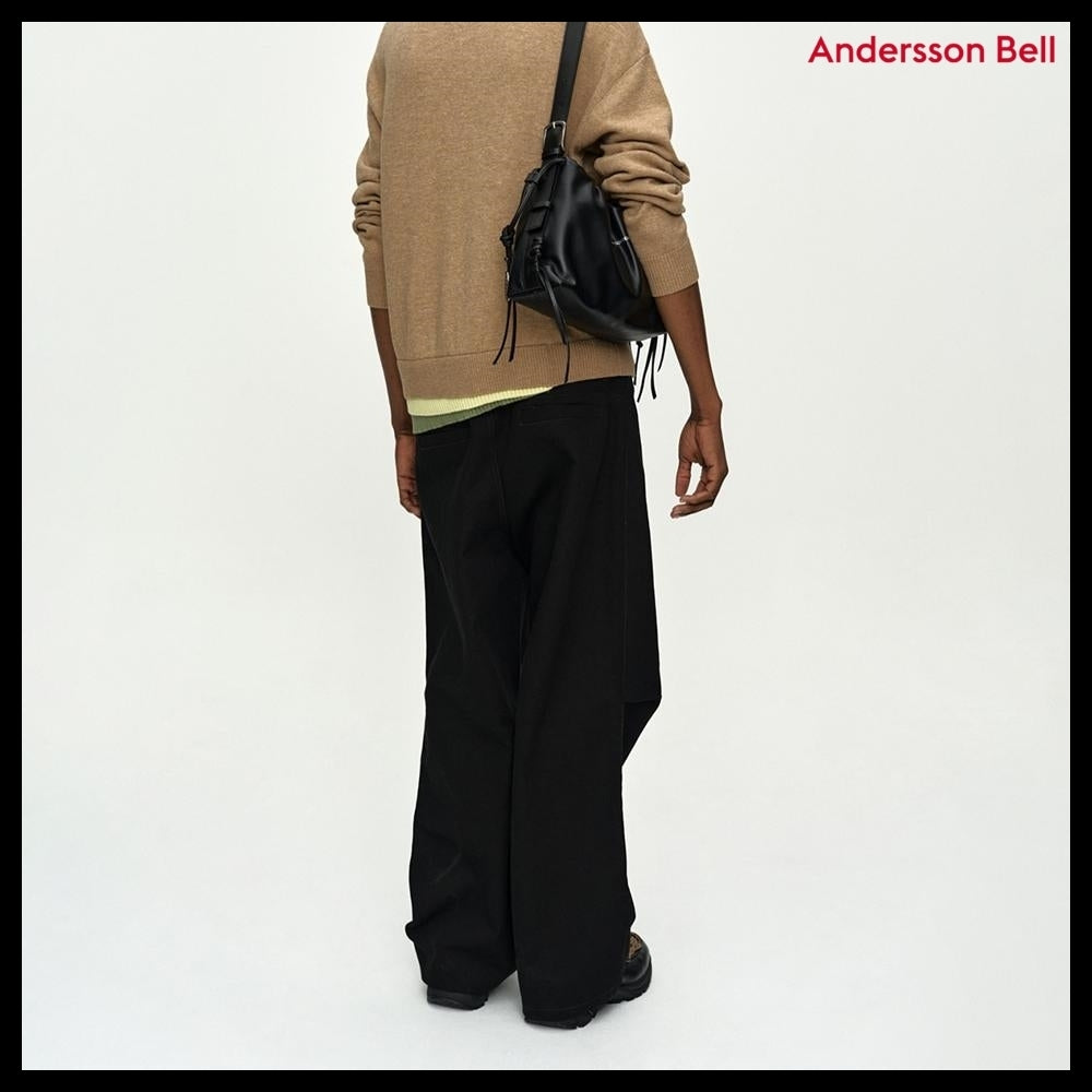 【ANDERSSON BELL】Double Waistband Wide-Leg Trousers Black
