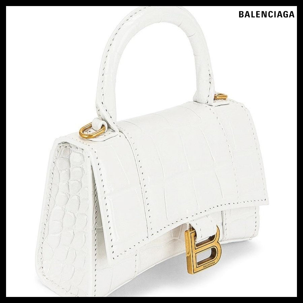 【BALENCIAGA】Mini Hourglass Top Handle Bag Crocodile