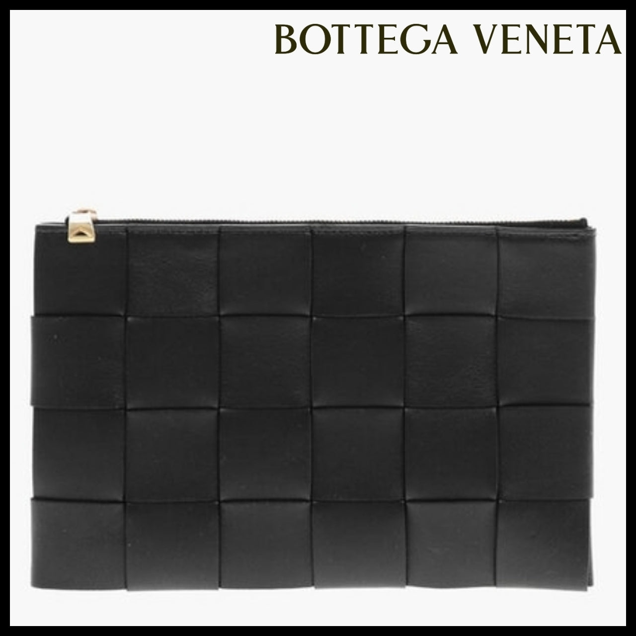 【BOTTEGA VENETA】Black Leather Clutch