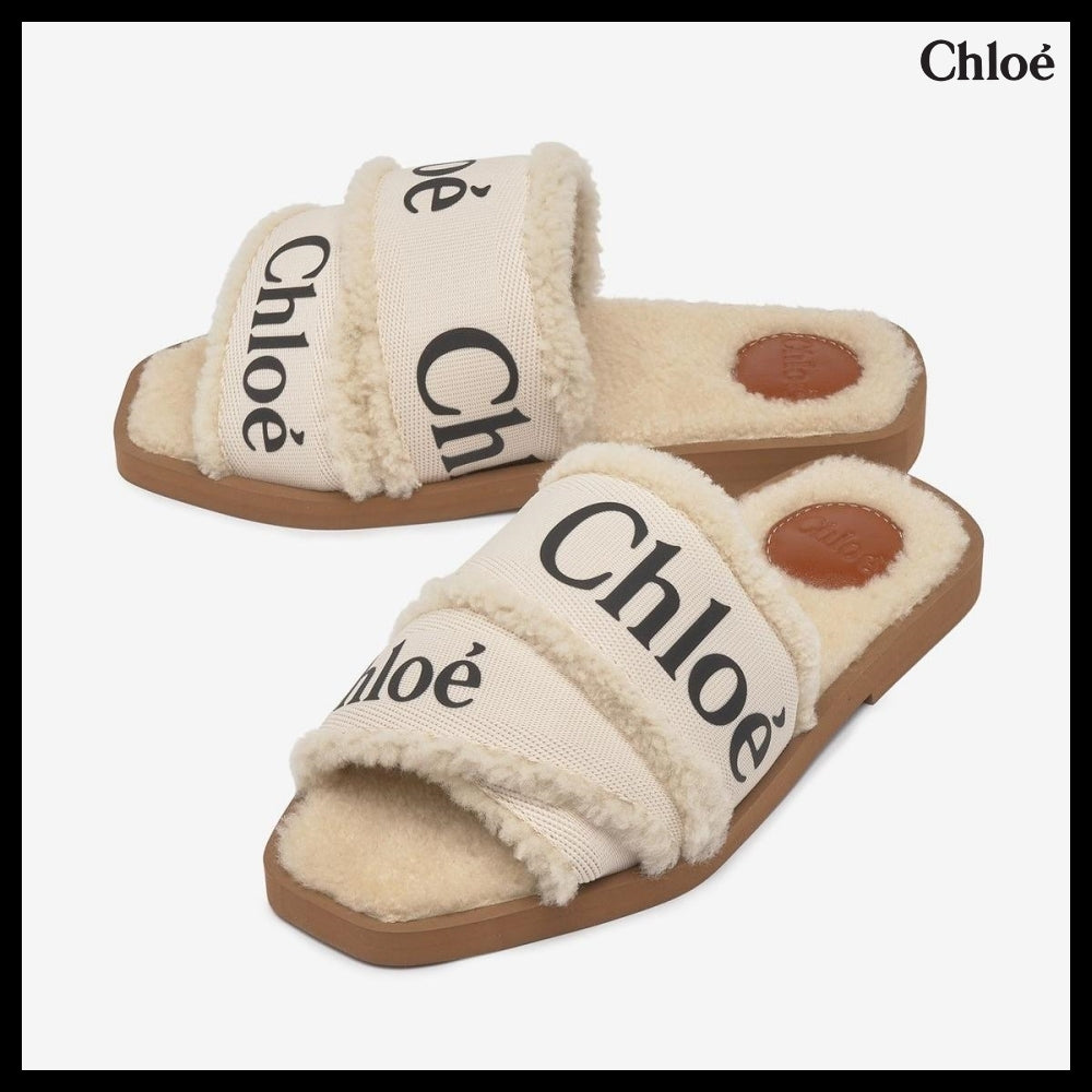 【CHLOE】ウッディ フラットミュール ホワイト