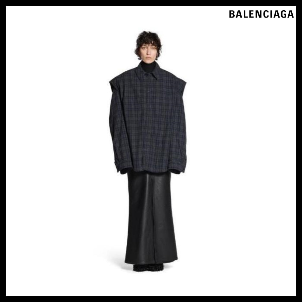 【BALENCIAGA】Detachable Sleeves Shirt Large Fit Grey