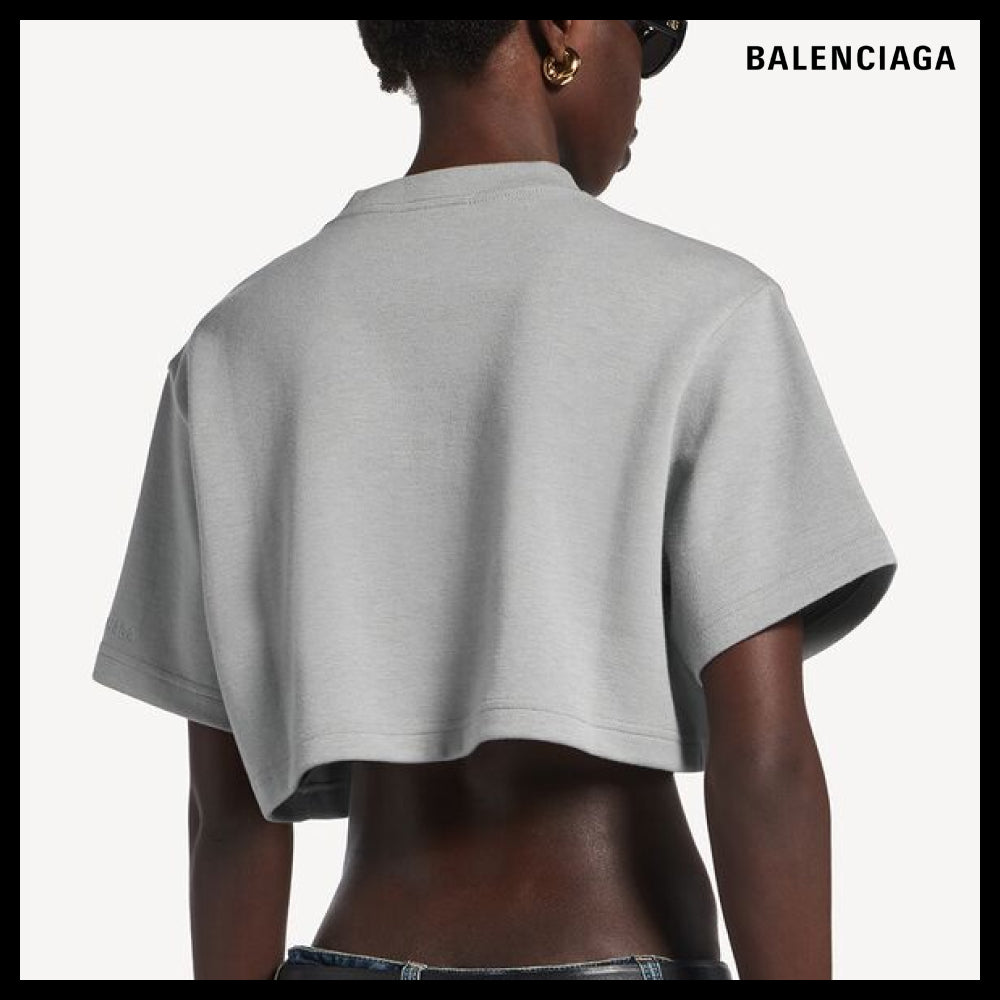 【BALENCIAGA】Cropped T-shirt Grey