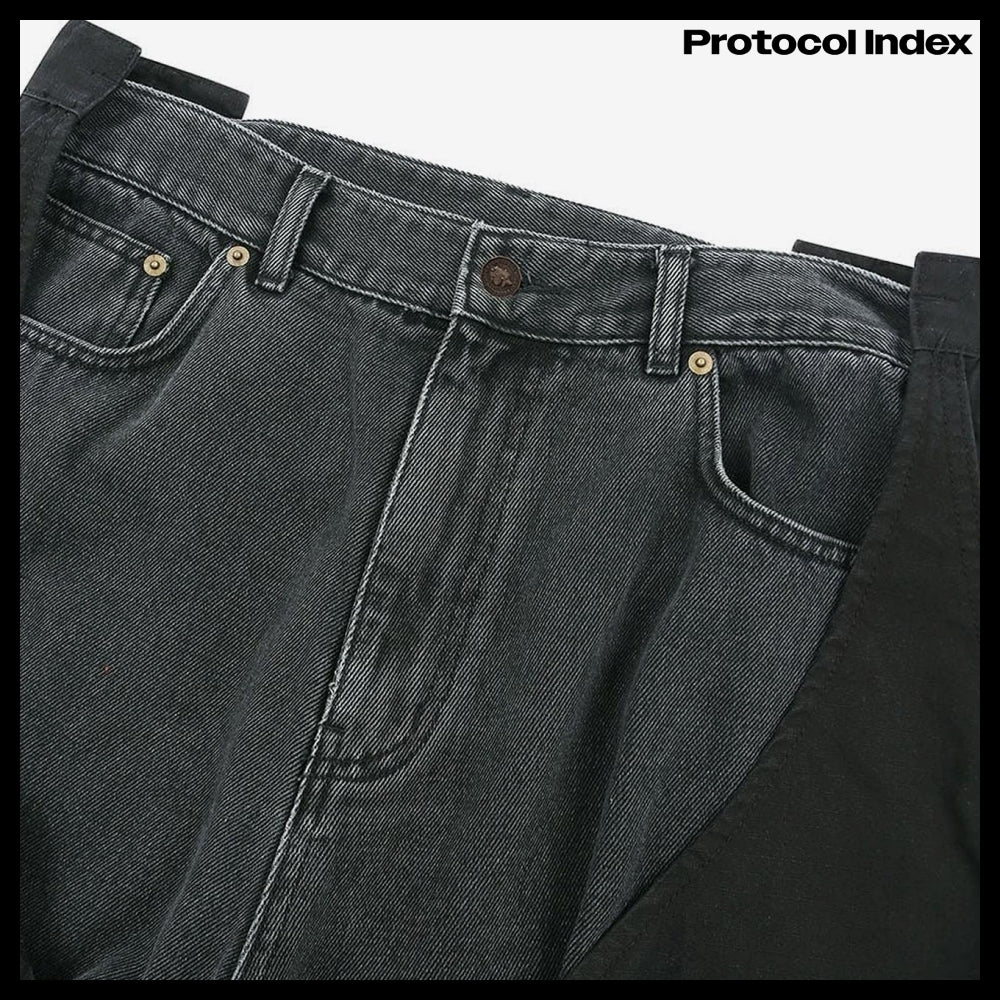 【PROTOCOL INDEX】BIKER CARGO DENIM PANTS BLACK