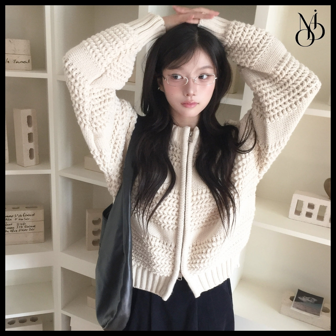 【MODIMOOD】Heavy Knit Half Zip-Up 2 Colors