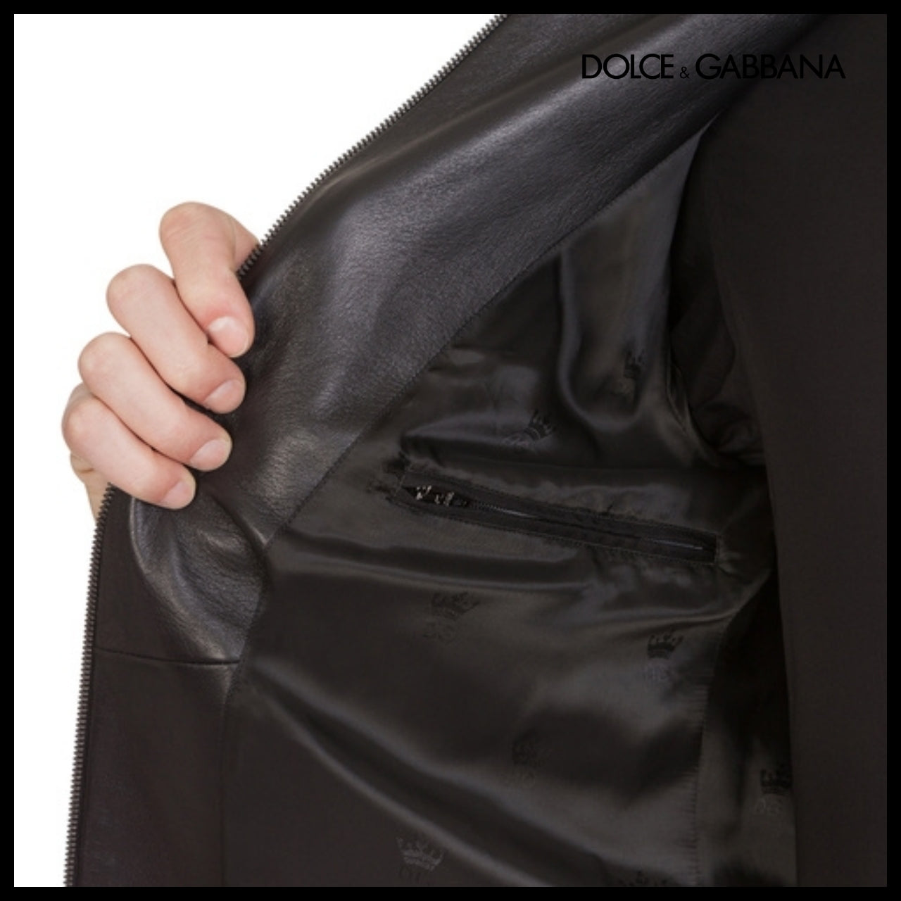 【Dolce & Gabbana】LEATHER JACKET BRANDED TAG