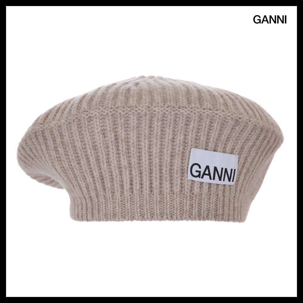 【Ganni】Wool Knit Sand Beret