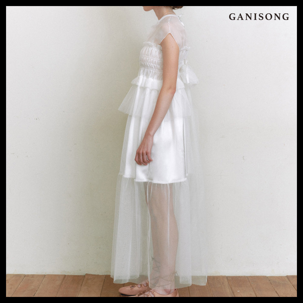 【GANISONG】Bridal Misty Layers Dress White