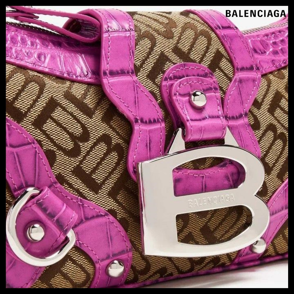 【BALENCIAGA】Essex Small Shoulder Bag Pink/Brown