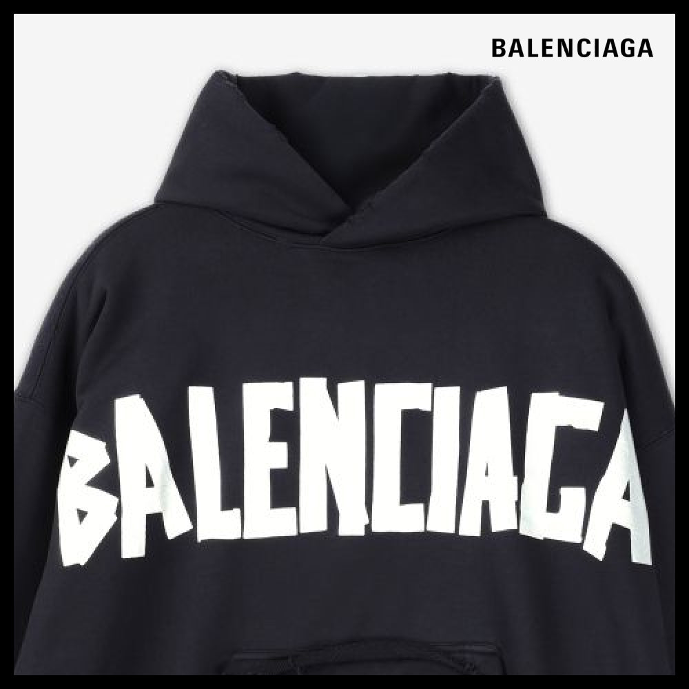 【BALENCIAGA】Ripped Pocket Hood Faded Black:Silver