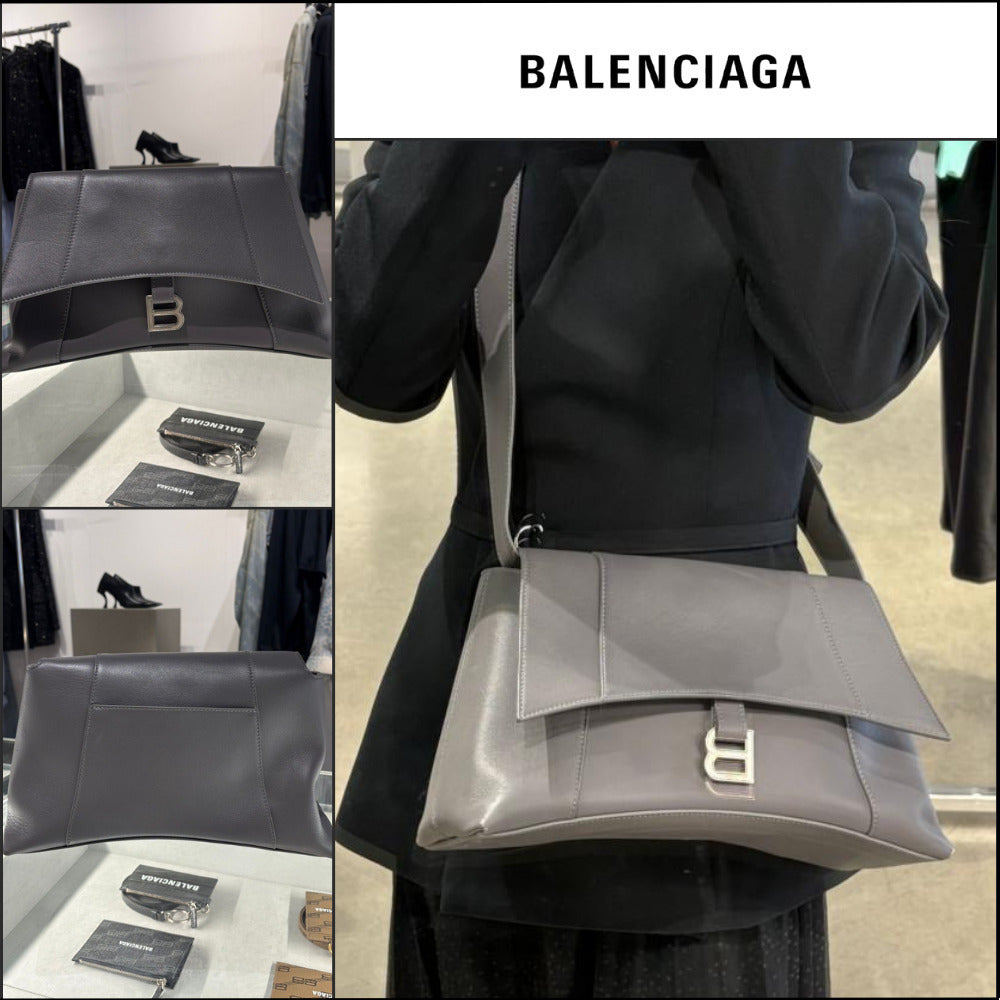 【BALENCIAGA】Downtown Medium Shoulder Bag Grey