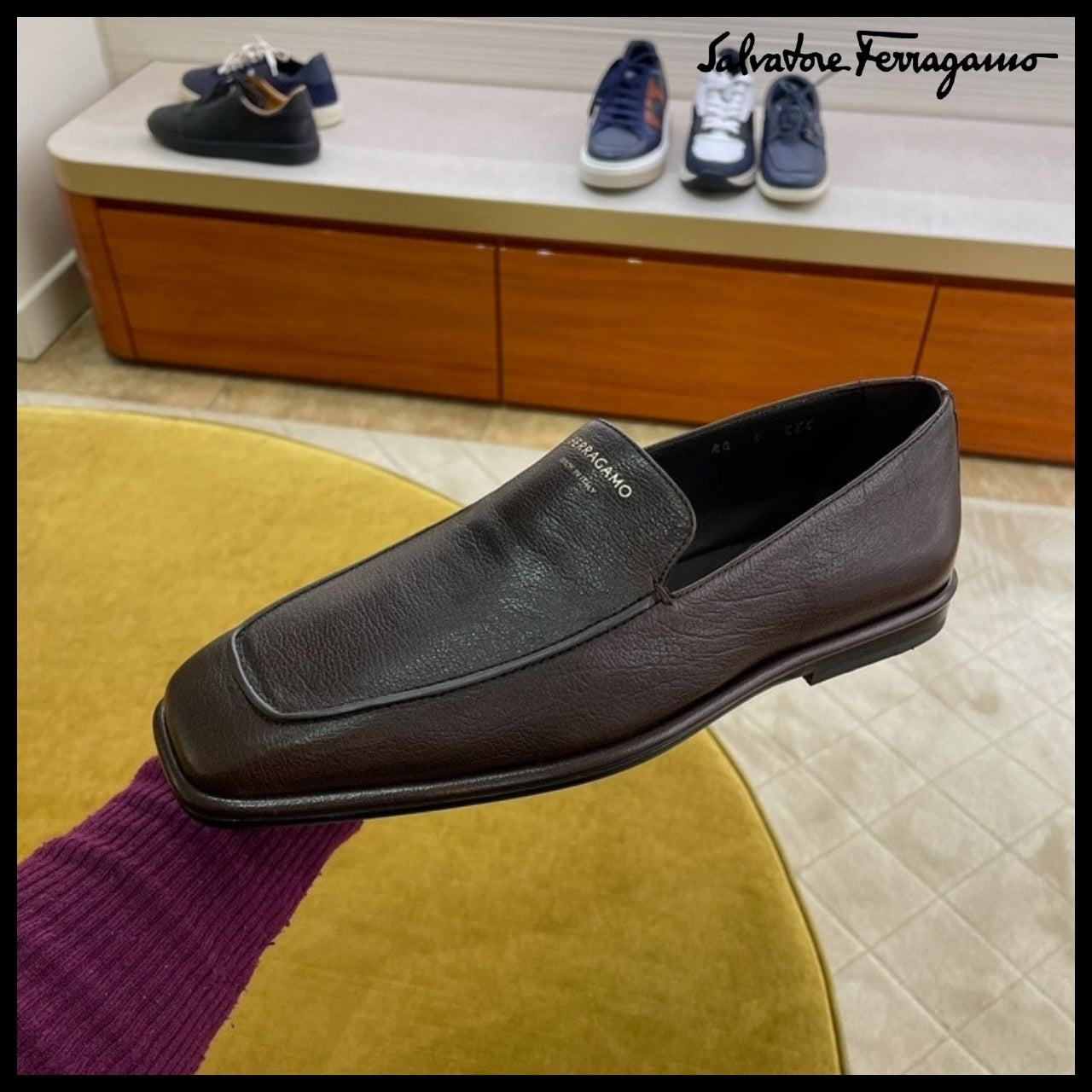 【FERRAGAMO】BRIAN LOGO MOCCASIN LOAFERS BROWN