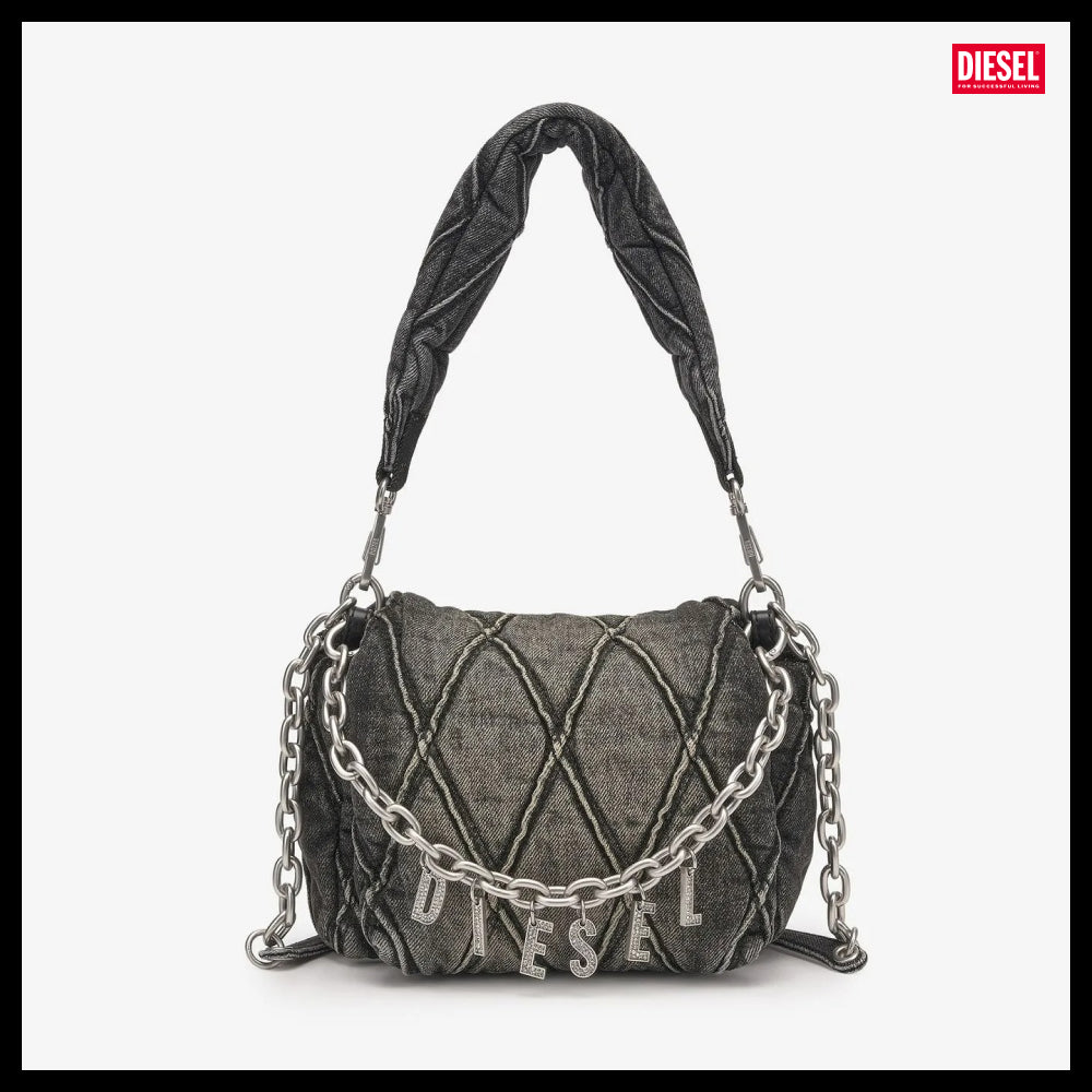 【DIESEL】Charm-D-S Denim Shoulder Bag - Black