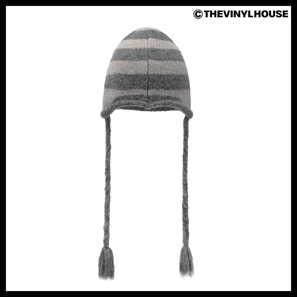 【THEVINYLHOUSE】Ear flap stripe beanie (3 colors)