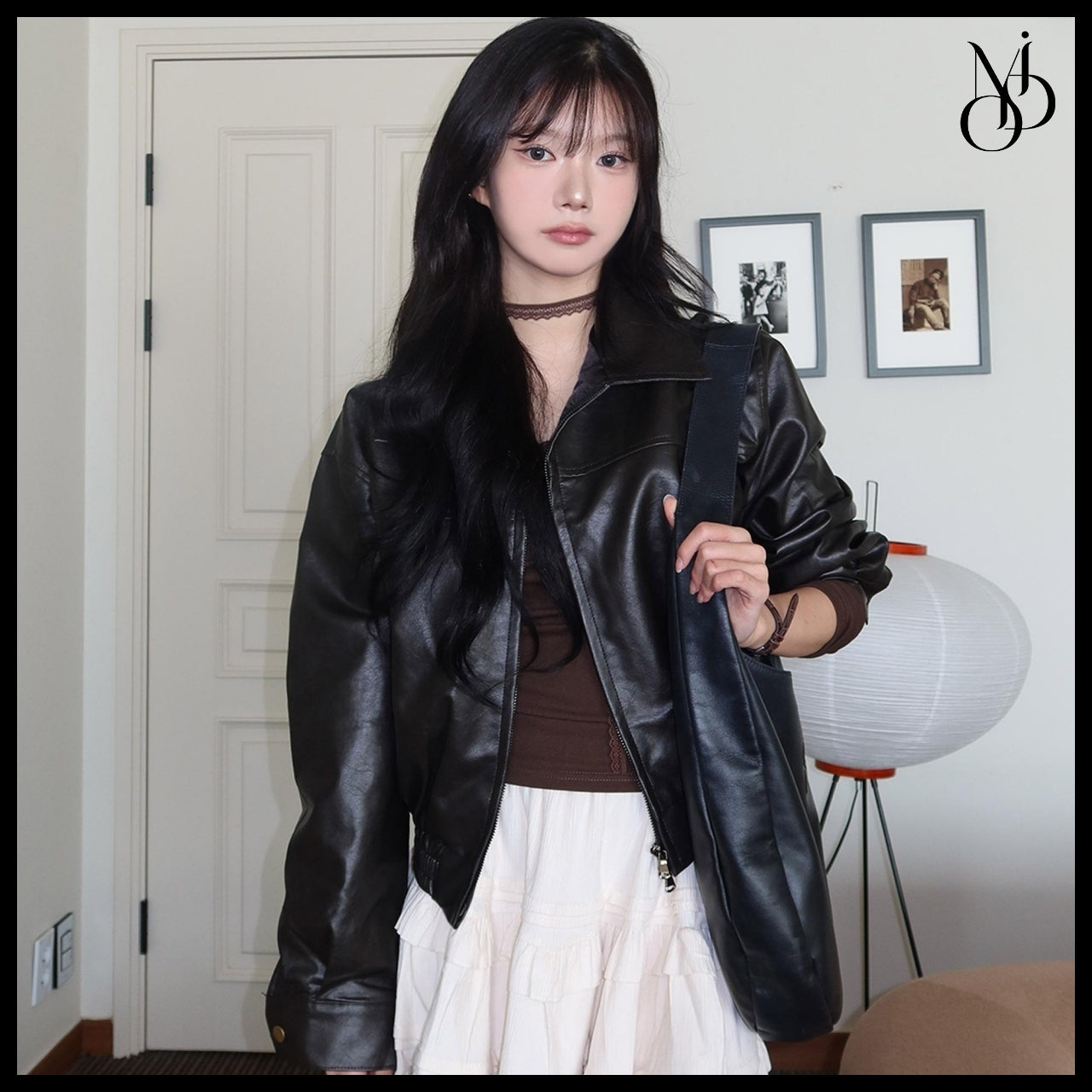 【MODIMOOD】Two-N Two-Way Zip Collar Leather Jacket 2 Colors