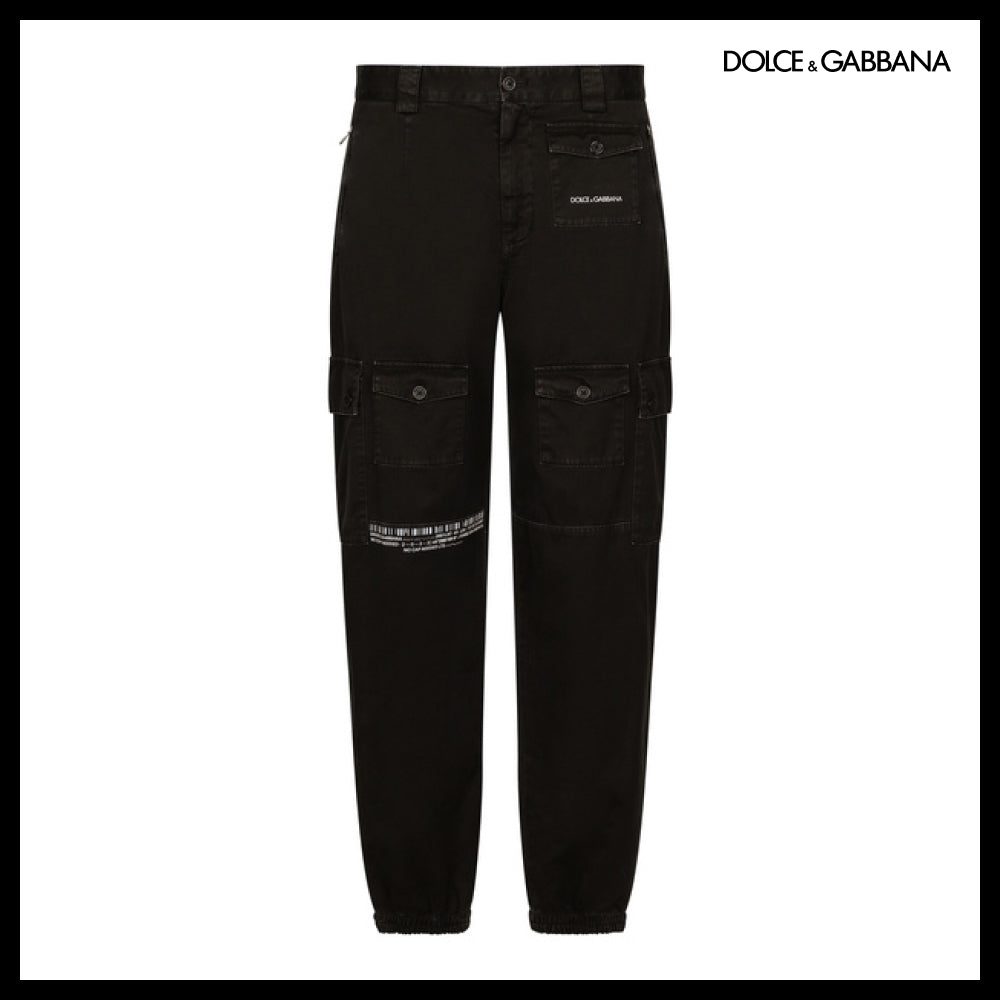 【Dolce & Gabbana】GARMENT-DYED CARGO PANTS WITH MULTIPLE