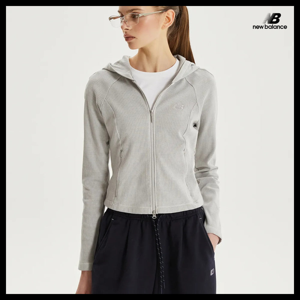 【New Balance】Women's Soft Fresh Ribbed Hooded Two Way Zip