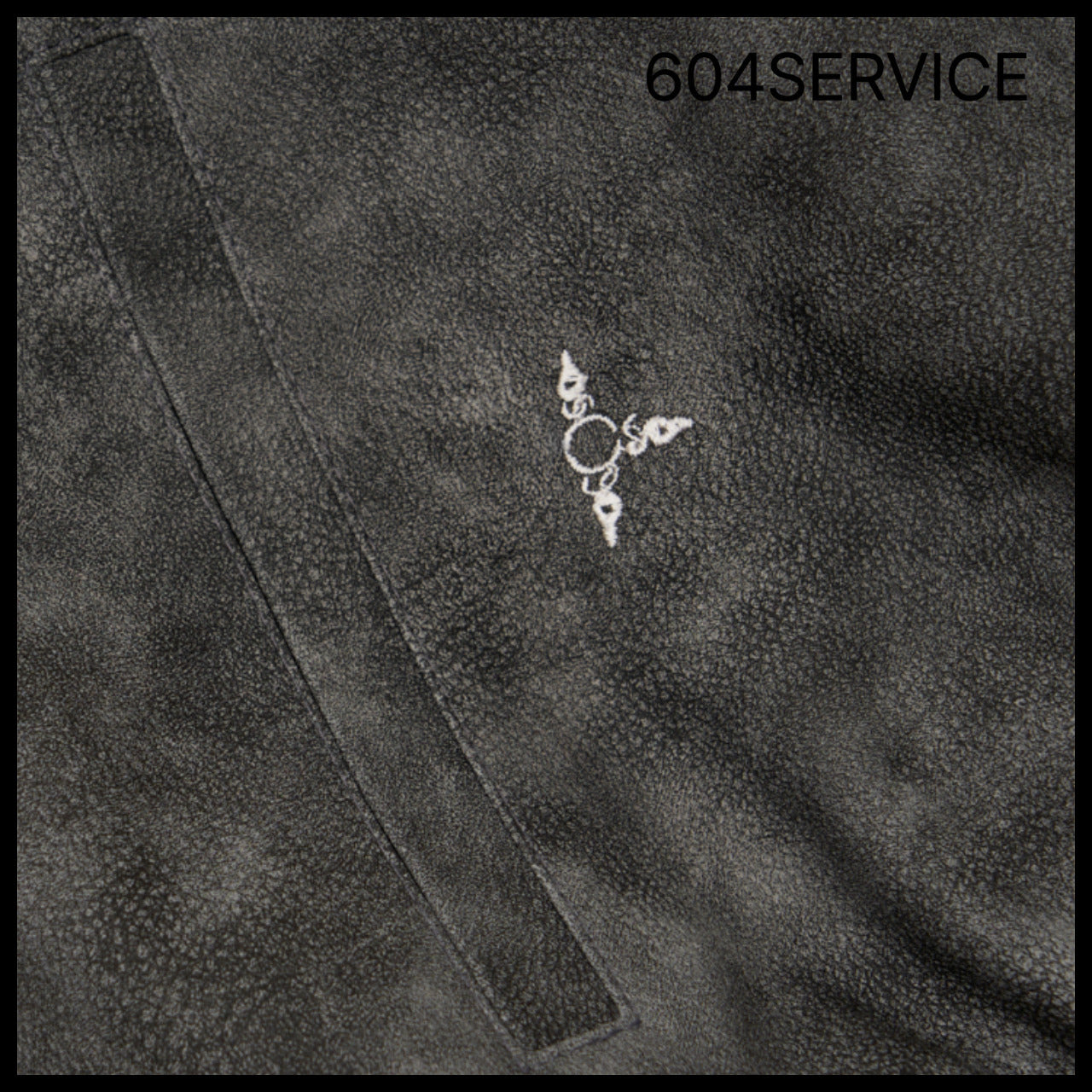 【604service】EMBROIDERED LEATHER JACKET IN CHARCOAL