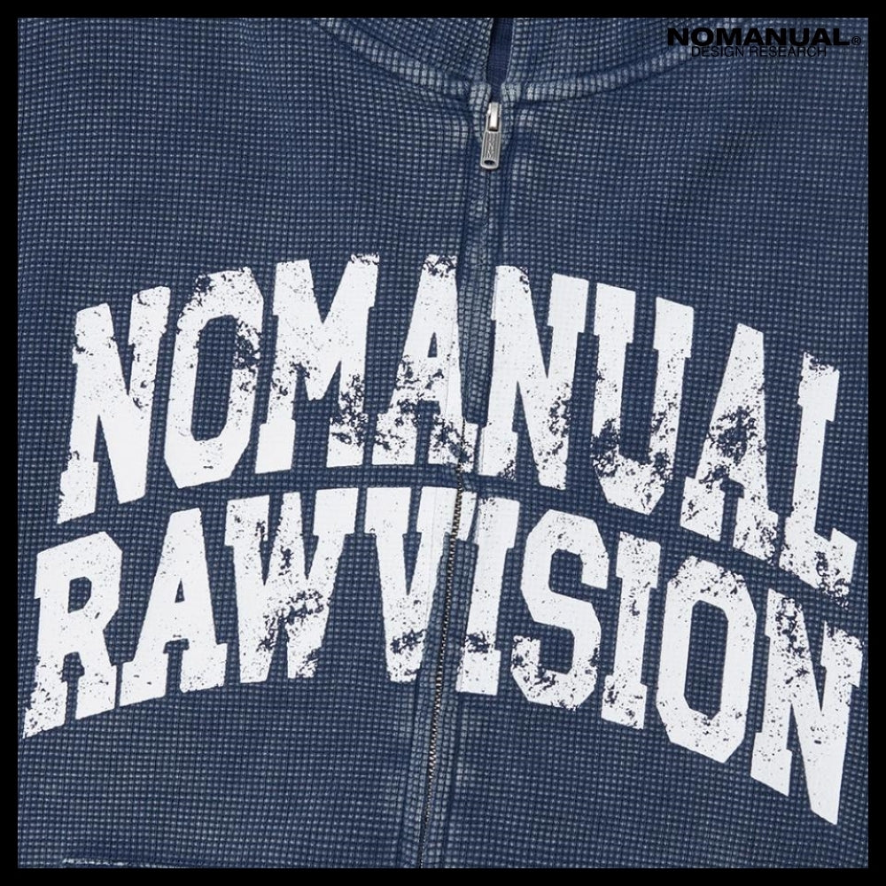 【NOMANUAL】VINTAGE WAFFLE HOODED ZIP UP 2 Colors