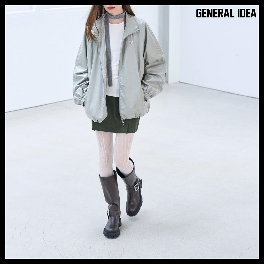 【GENERAL IDEA】グロッシーコーティングジャンパーミントグレー