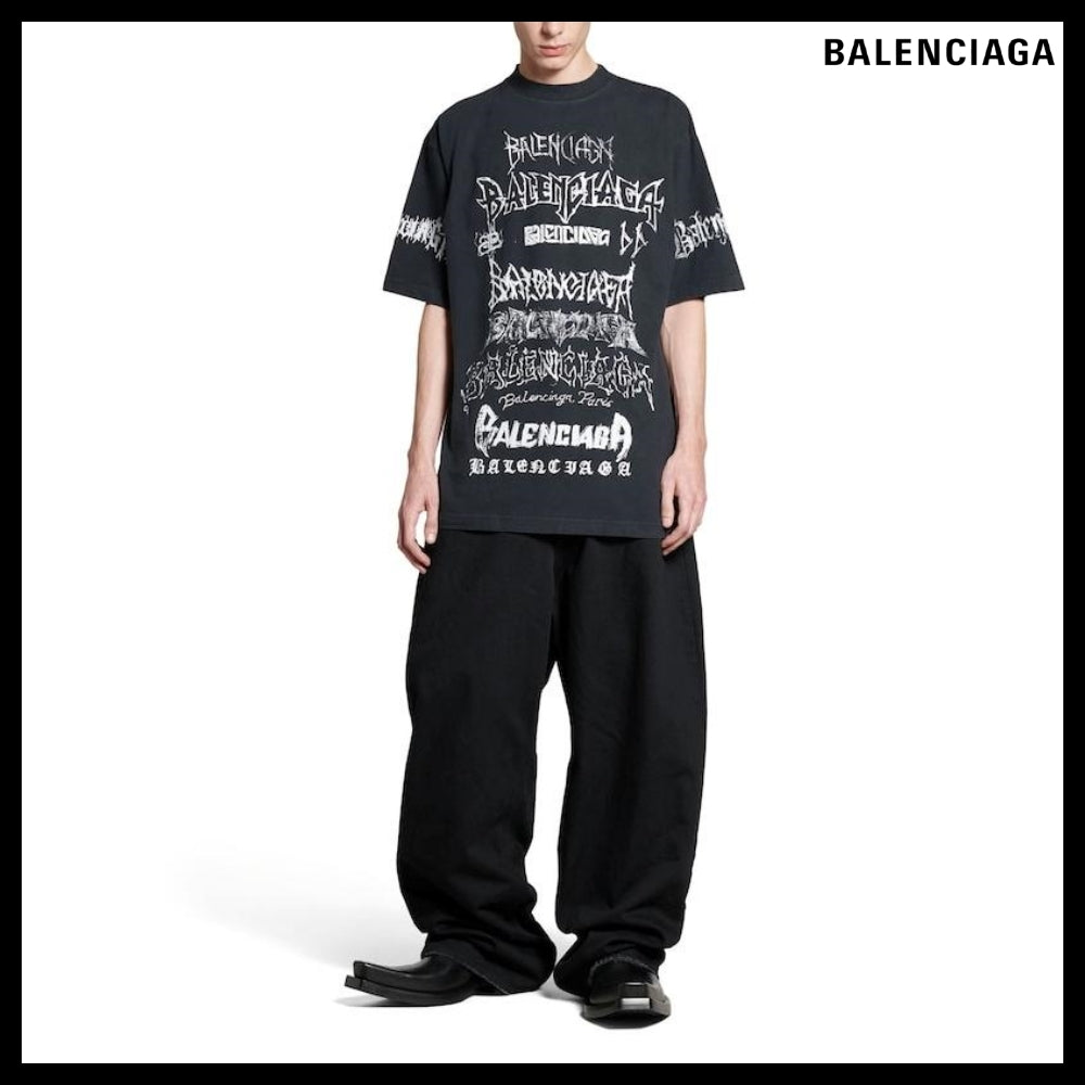 【BALENCIAGA】Large Fit T-Shirt Faded Black White