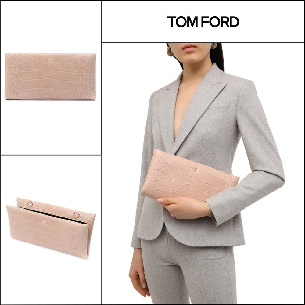 【TOM FORD】CROCODILE PINK DUST CLUTCH