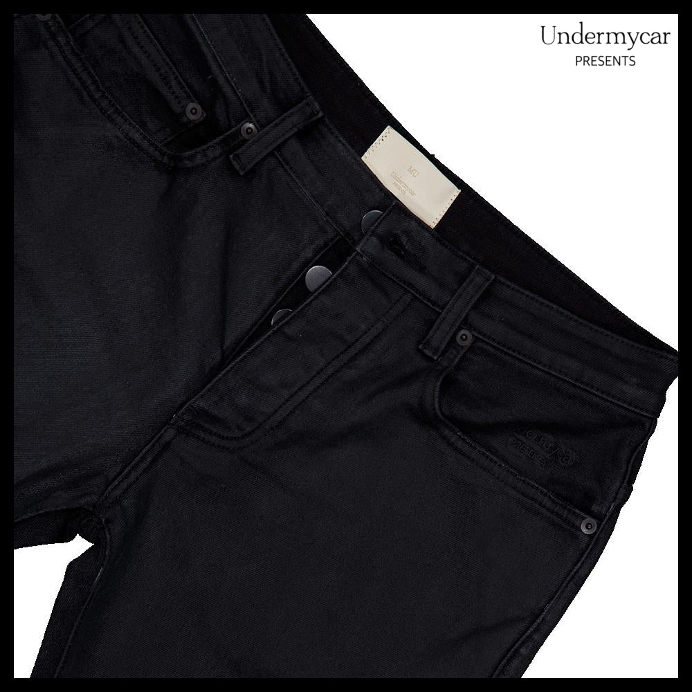 【Undermycar】MU.157 Classic Wax Coated Slim Straight Jeans