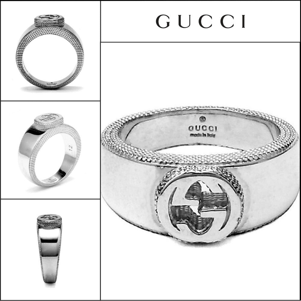 【GUCCI】Interlocking Emblem Silver Ring Silver