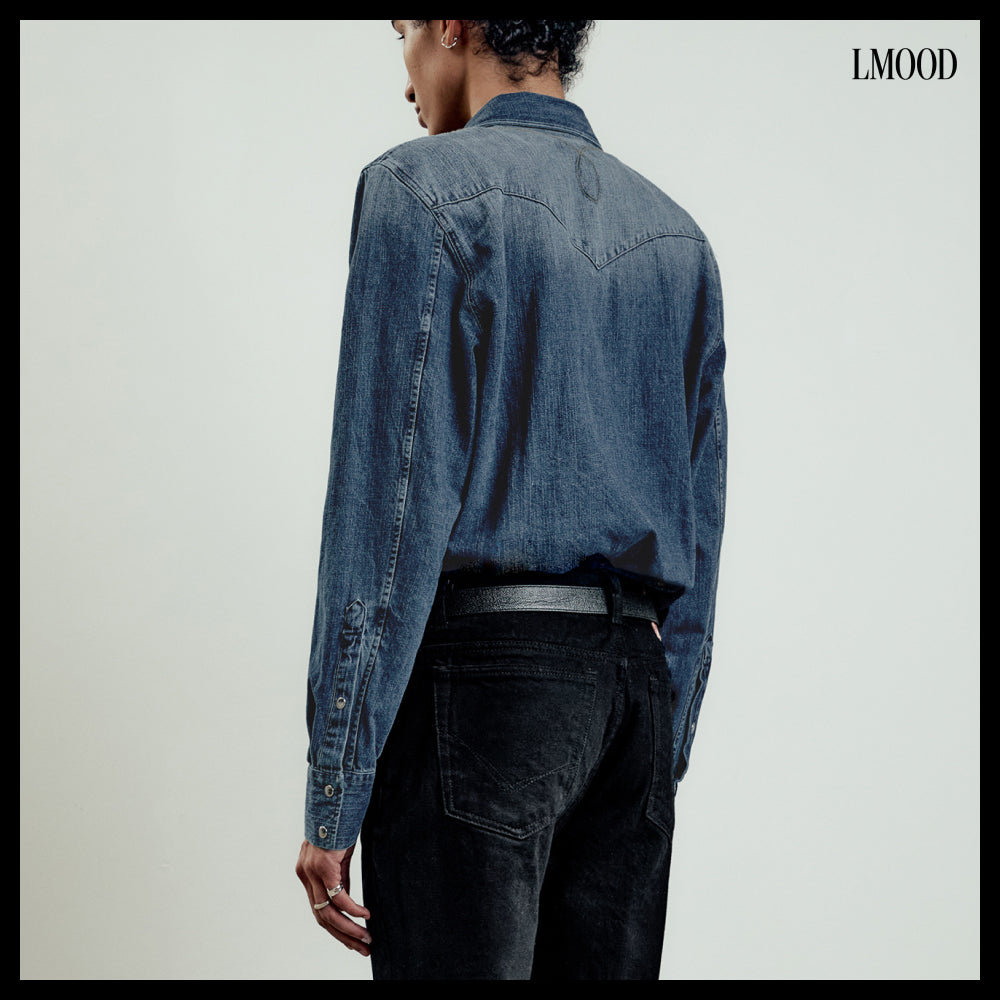 【LMOOD】Bad Guy Denim Western Shirt 3 Colors
