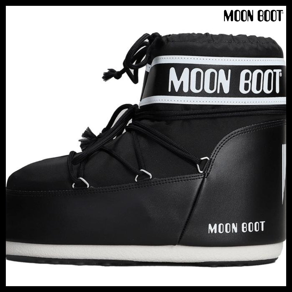 ◆MOON BOOT◆ Black Icon Low Boots ICON