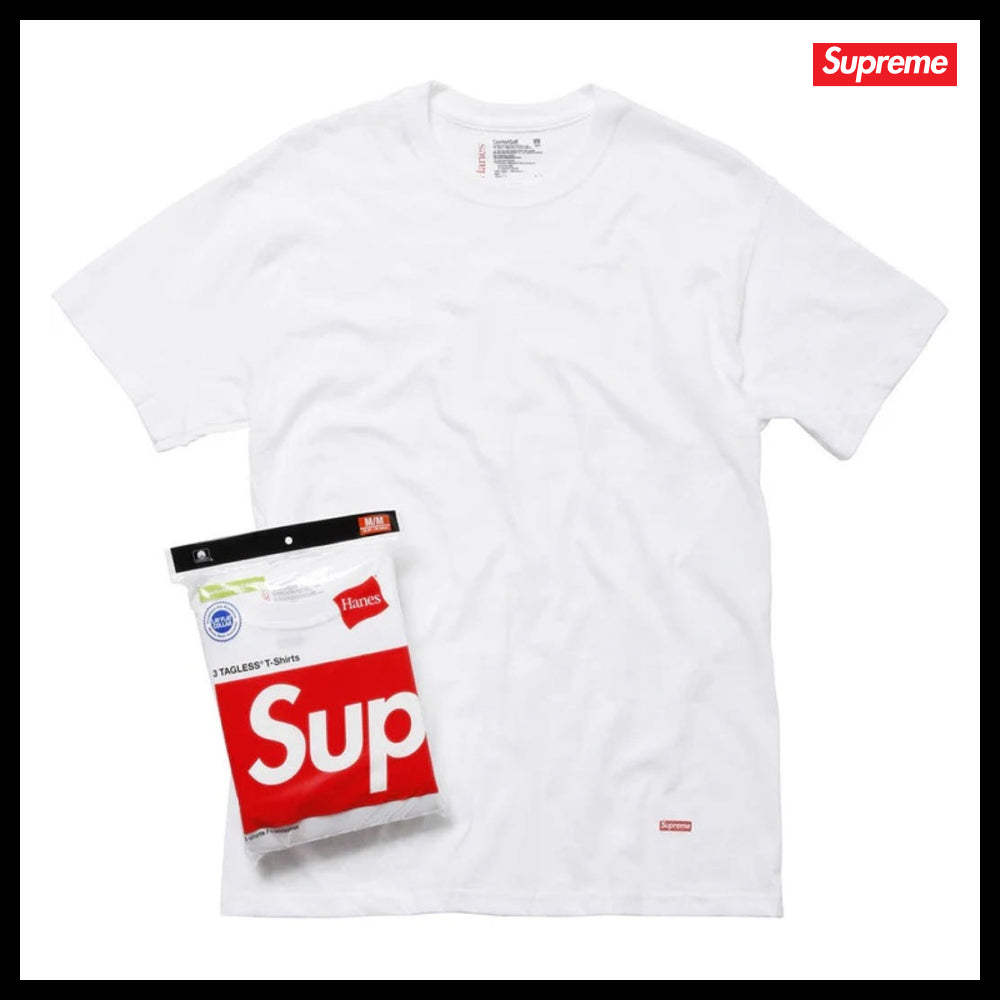 【Supreme】Hanes Tagless T Shirt White Black 3 Pack