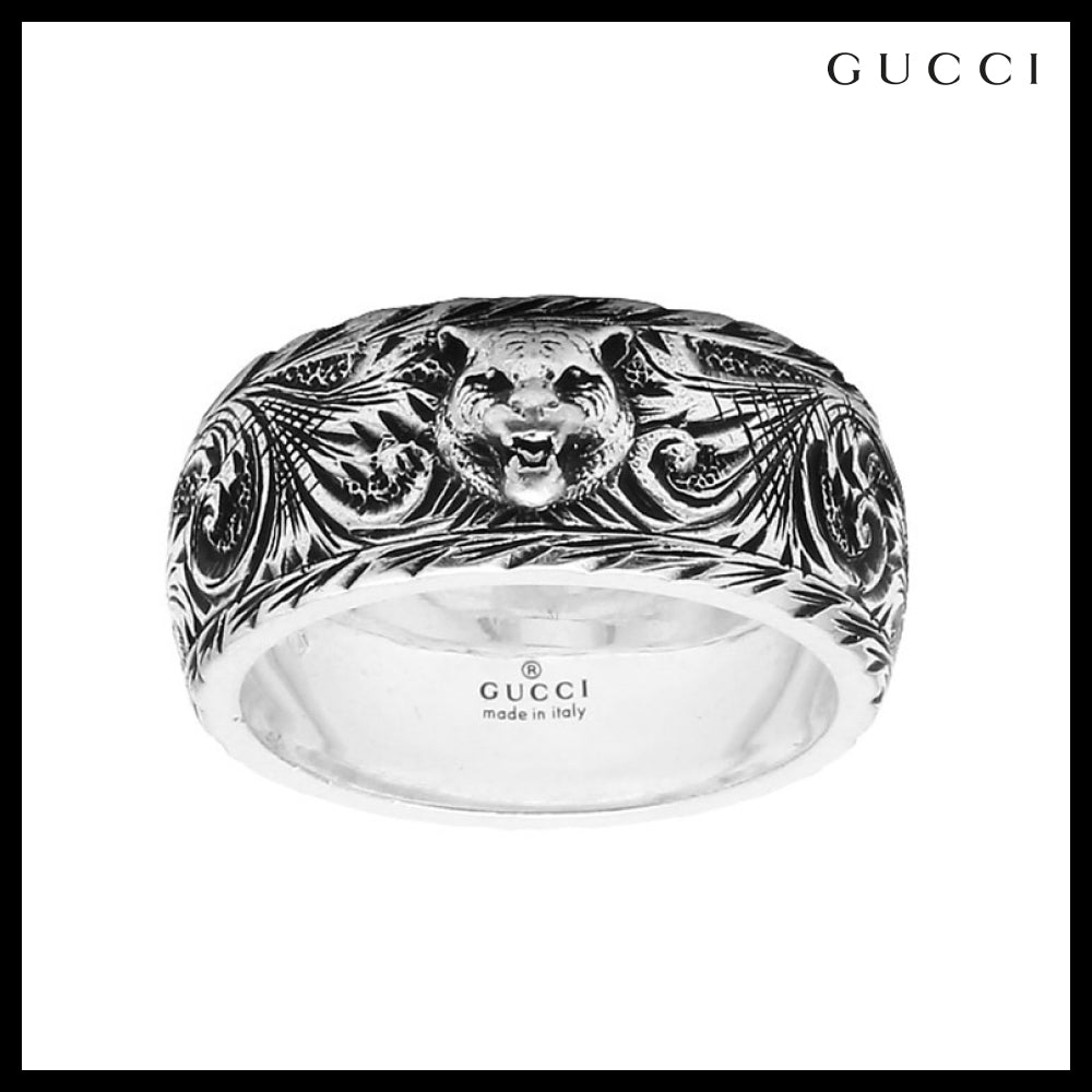 【GUCCI】GARDEN FELINE Garden Feline Head Metal Ring SILVER