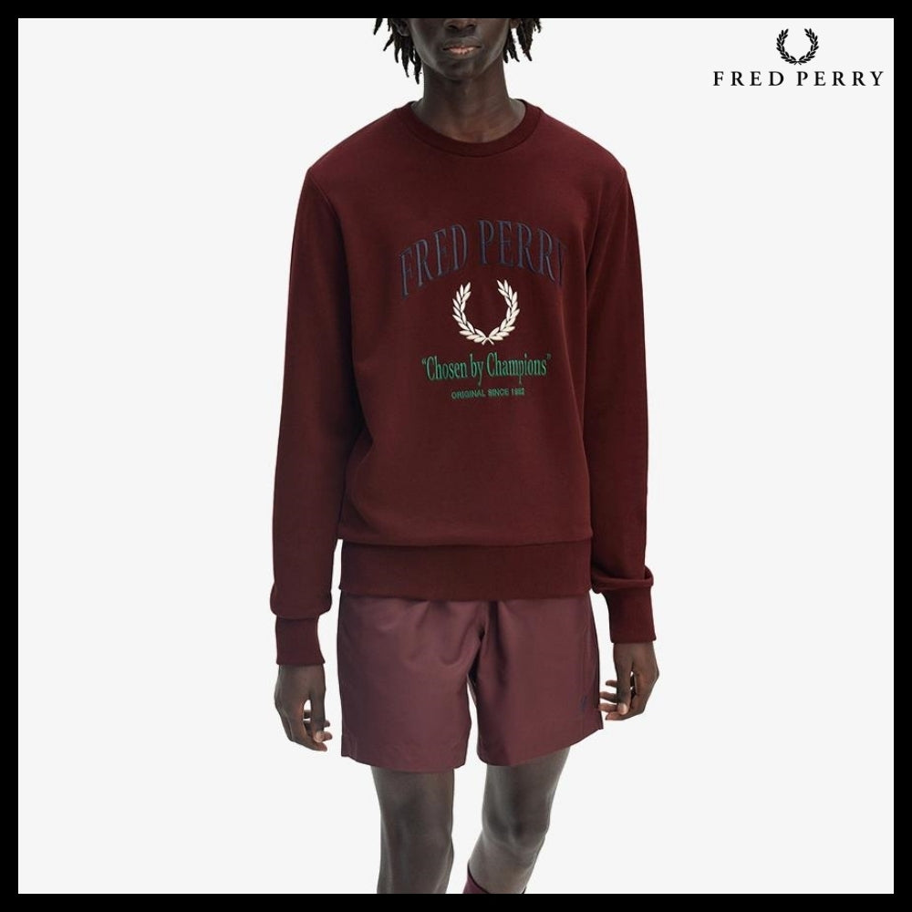 【FREDPERRY】ClubhouseEmbroideredChampionSweatshirt Oxblood