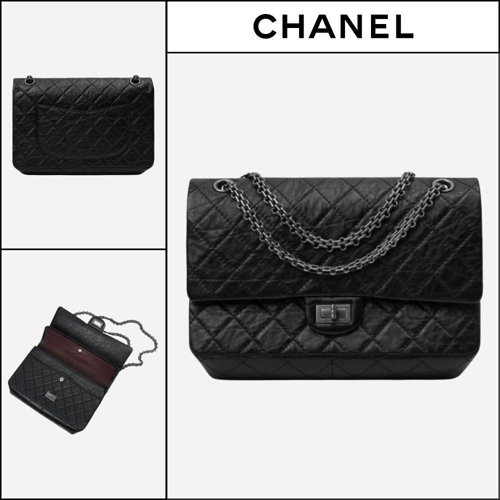 【CHANEL】Large 2.55 Handbag Aged Calfskin & Ruthenium Black
