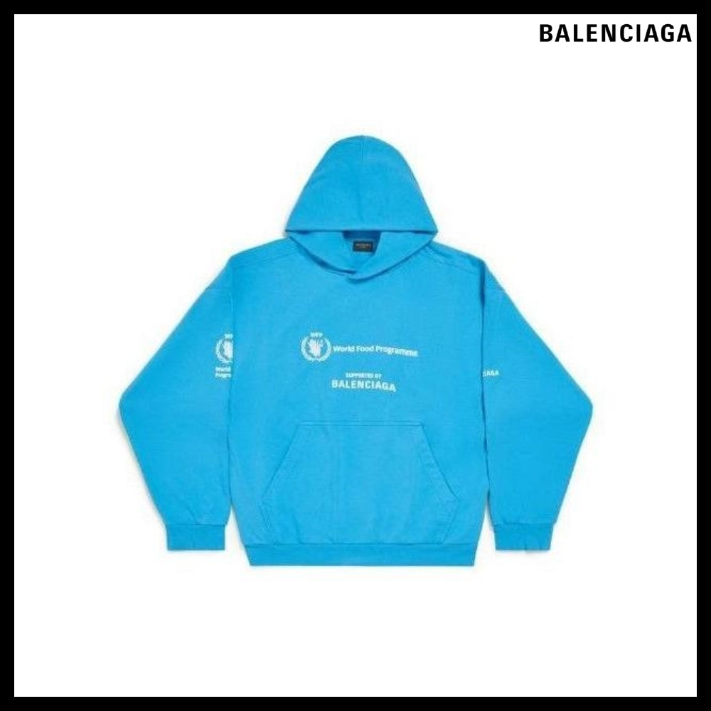【BALENCIAGA】Medium Fit Hoodie Azure Blue White