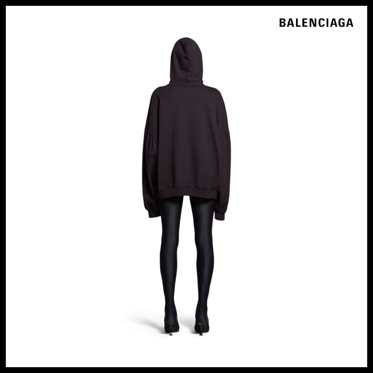 【BALENCIAGA】Sample Sticker Round Hoodie Oversized Black