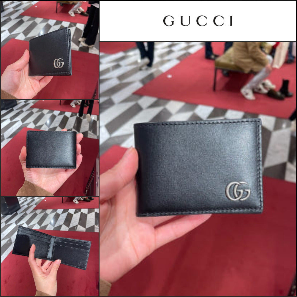 【GUCCI】GG Marmont Leather Bi-Fold Wallet Black