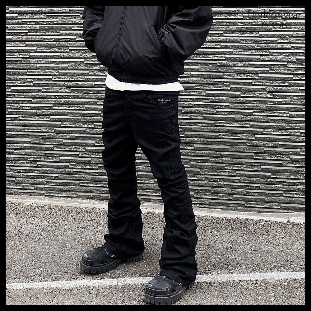 【Undermycar】Mu.30 Anti Fxxking Logo Play StretchFlareJeans