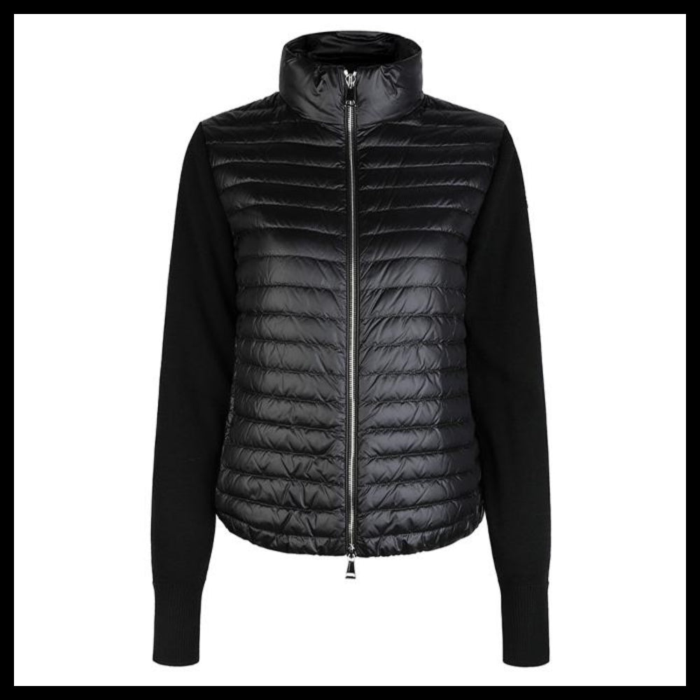 【Moncler】Women's Logo Patch Padded Mix Jacket Black