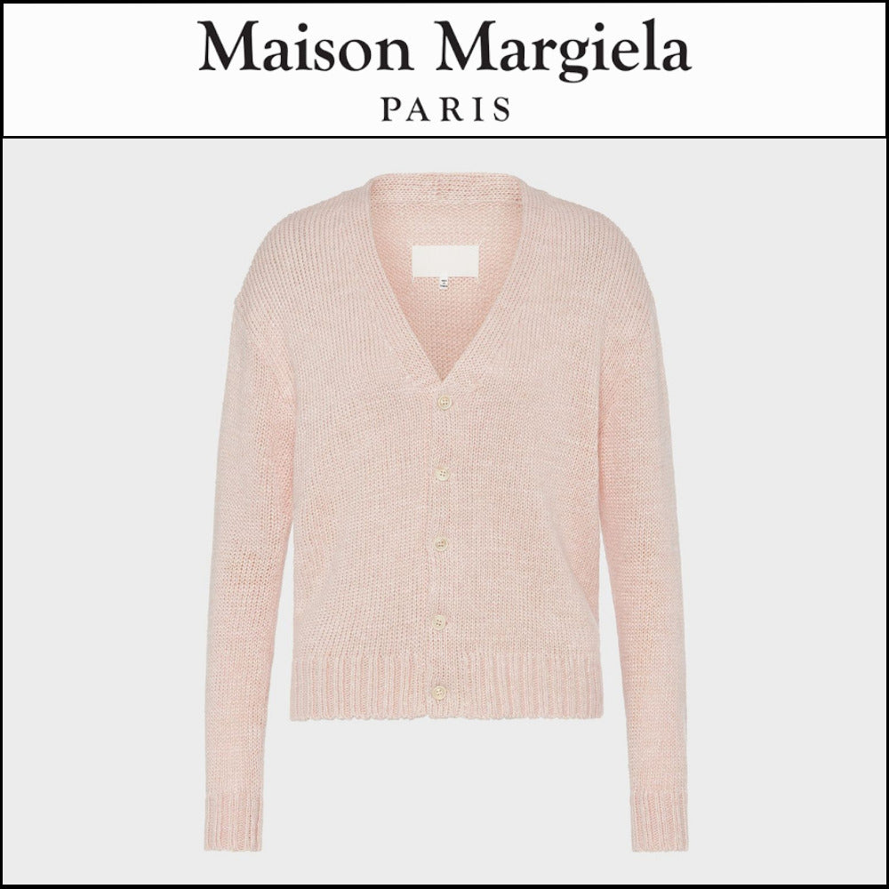★MAISON MARGIELA★ Gauged Hemp Knit Cardigan Pink