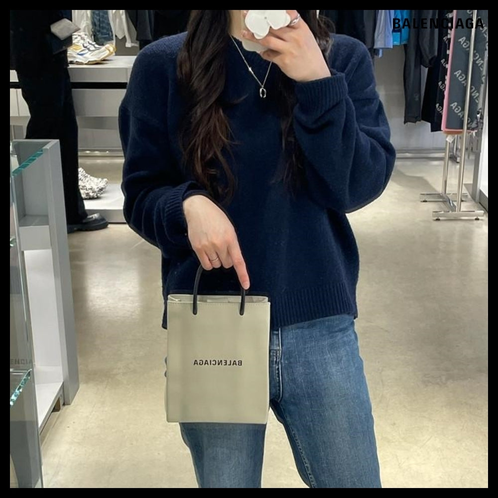 【BALENCIAGA】Shopping Calf Large Tote Bag Beige