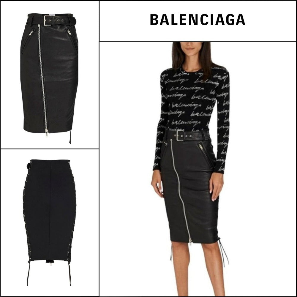 【Balenciaga】Leather Pencil Skirt