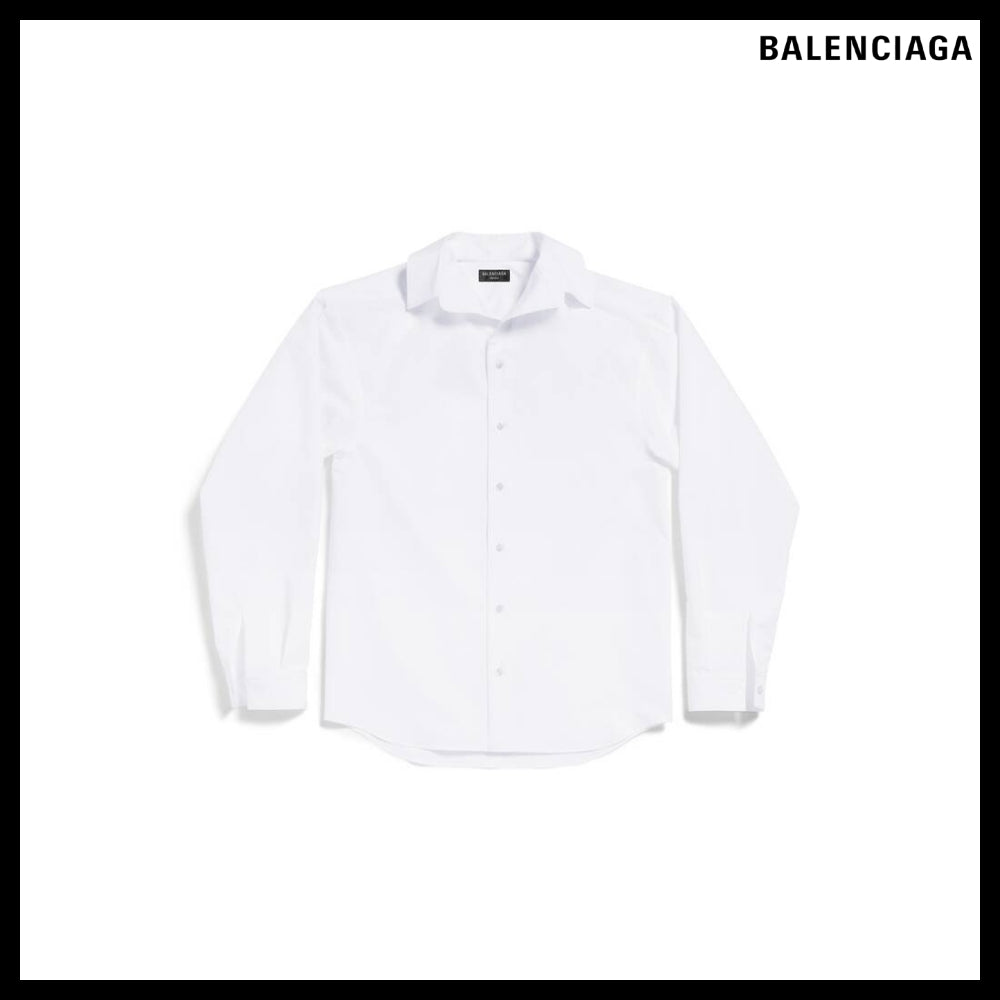 【BALENCIAGA】Women’s Kick Collar Shirt Large Fit White