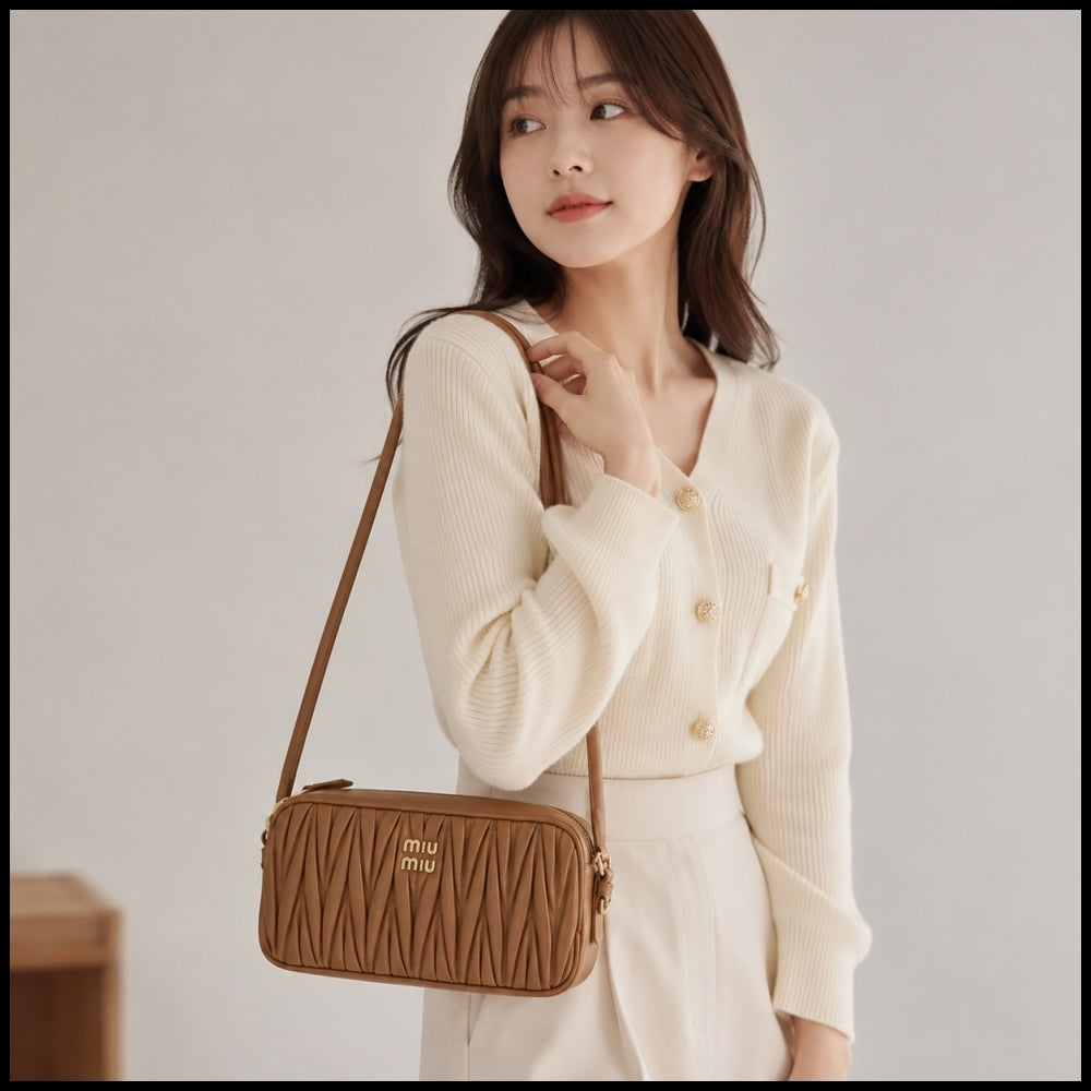 【Miu Miu】Women’s Matelasse Pouch Shoulder Bag