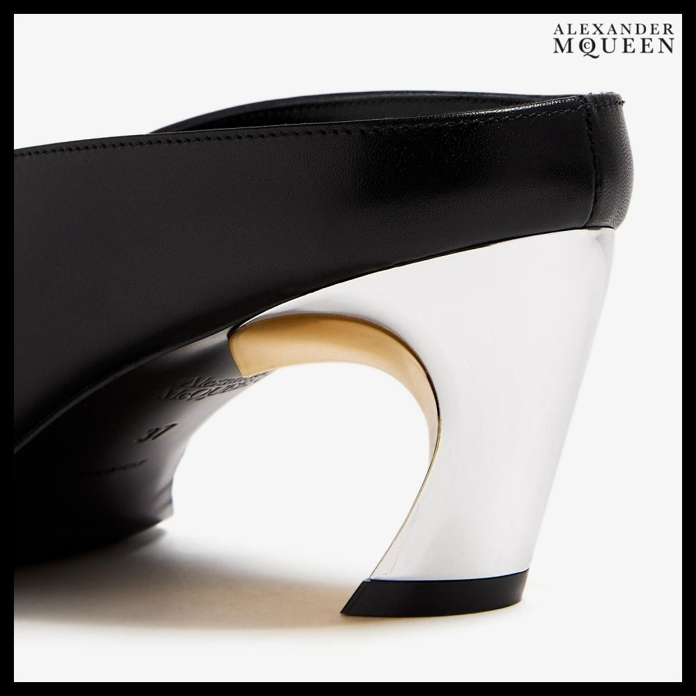【Alexander Mcqueen】Armadillo Mules Black Calf Leather
