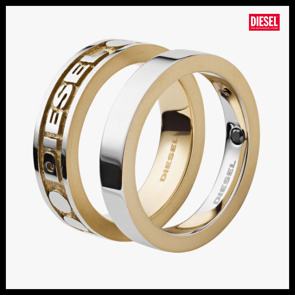 【DIESEL】Silver and Gold Two-Tone Set Ring