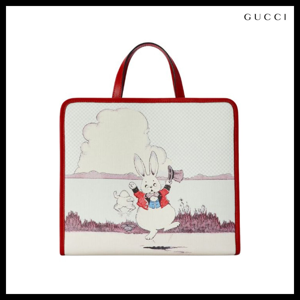 【Gucci X Peter Rabbit 】プリントキャンバス トートバッグ RED