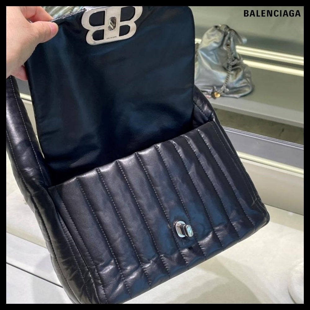 【BALENCIAGA】BB Logo Quilted Monaco S Slingback